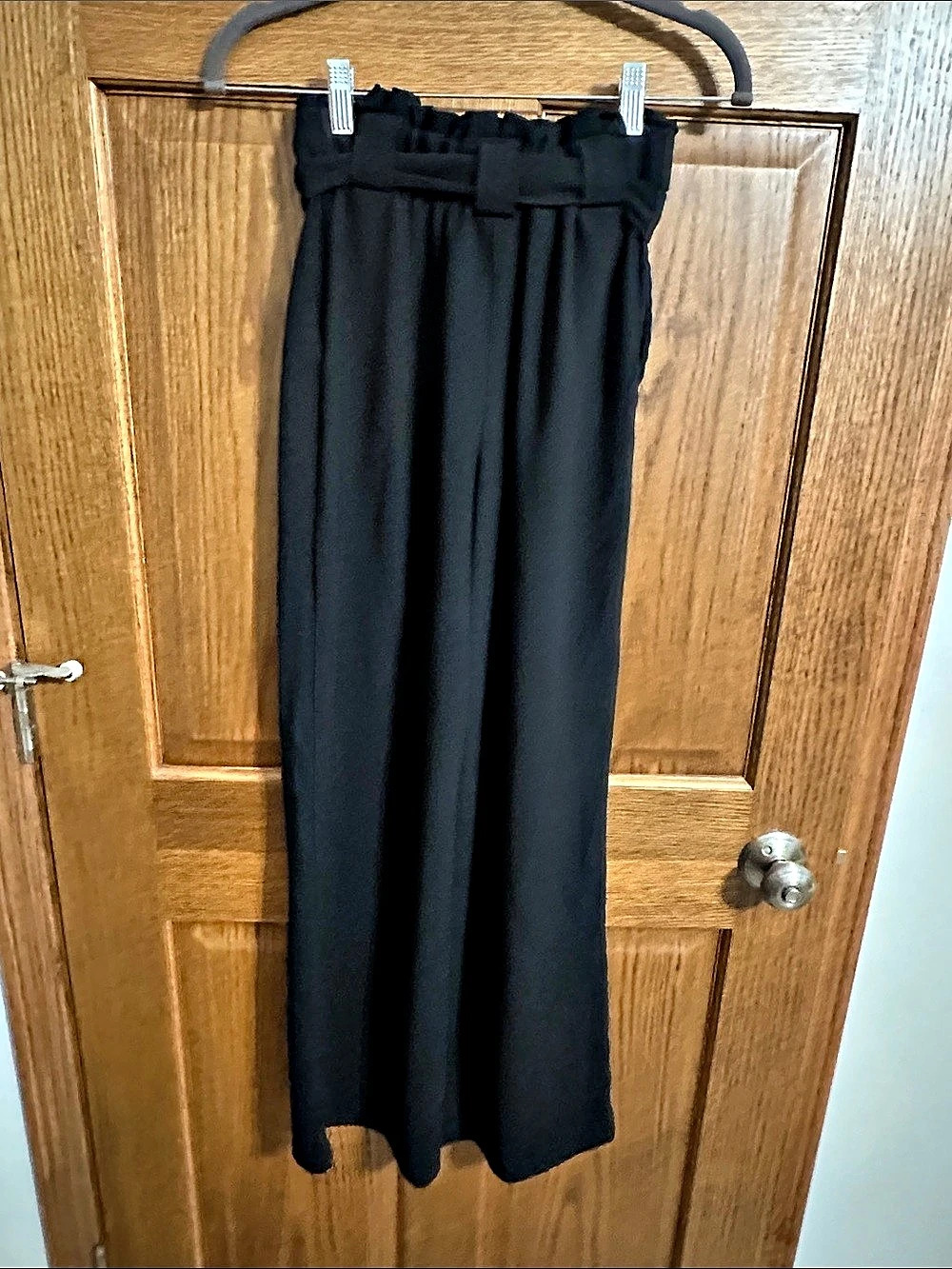 Express High Waisted Paperbag Waist Wide Leg Pants Black XXS